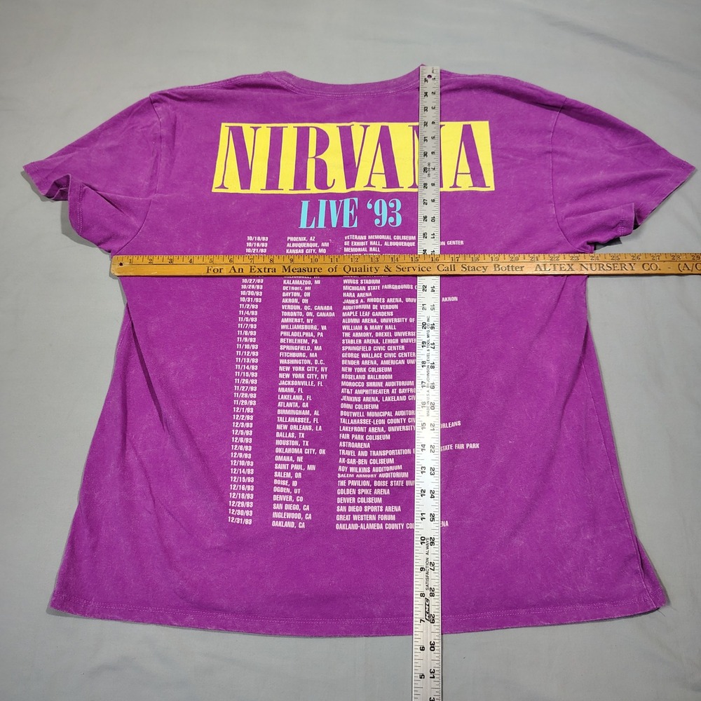 Nirvana Shirt Women Large Purple Live 93 Tour Graphic Tee Band Merch - Picture 7 of 11